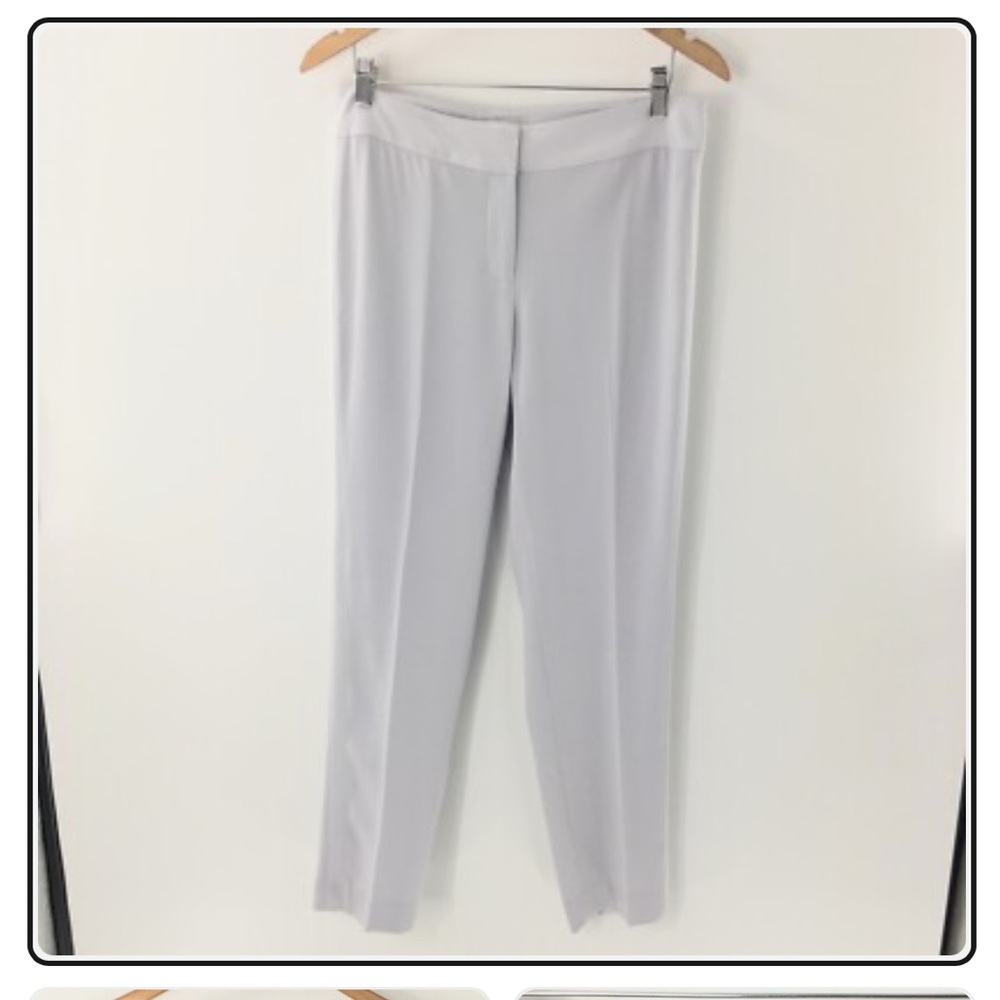 NWOT Cache Womens Dress Pants Gray Straight Tapered Leg Sateen Trim